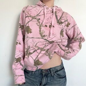 Pink camo hoodie sweatshirt.